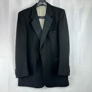 Pierre Cardin Black Tuxedo Single Button Satin Lapels Jacket 44L